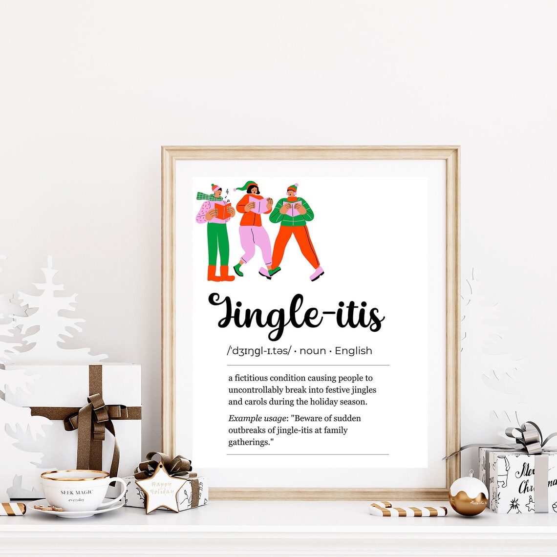 Jingle-itis Definition Funny Carolers Christmas Humor Art Poster - Image 8