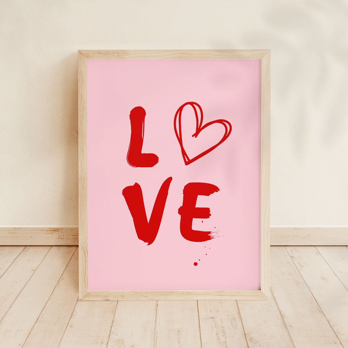 Love Typography Pink Preppy Valentine Room Decor Heart Poster - Image 5