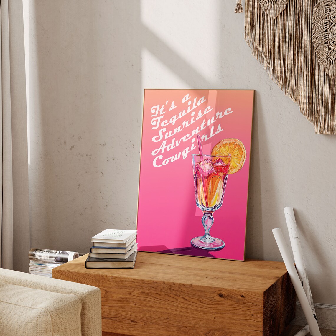 Tequila Sunrise Adventure Cowgirls Cocktail Retro Art Poster - Image 8