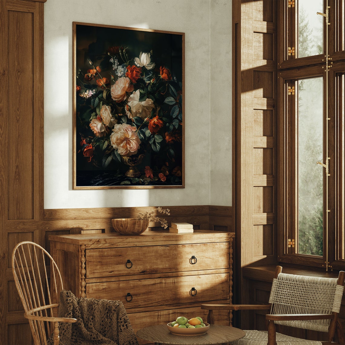 Dark Academia Roses Still Life Vintage Floral Bouquet Wall Decor Print - Image 7