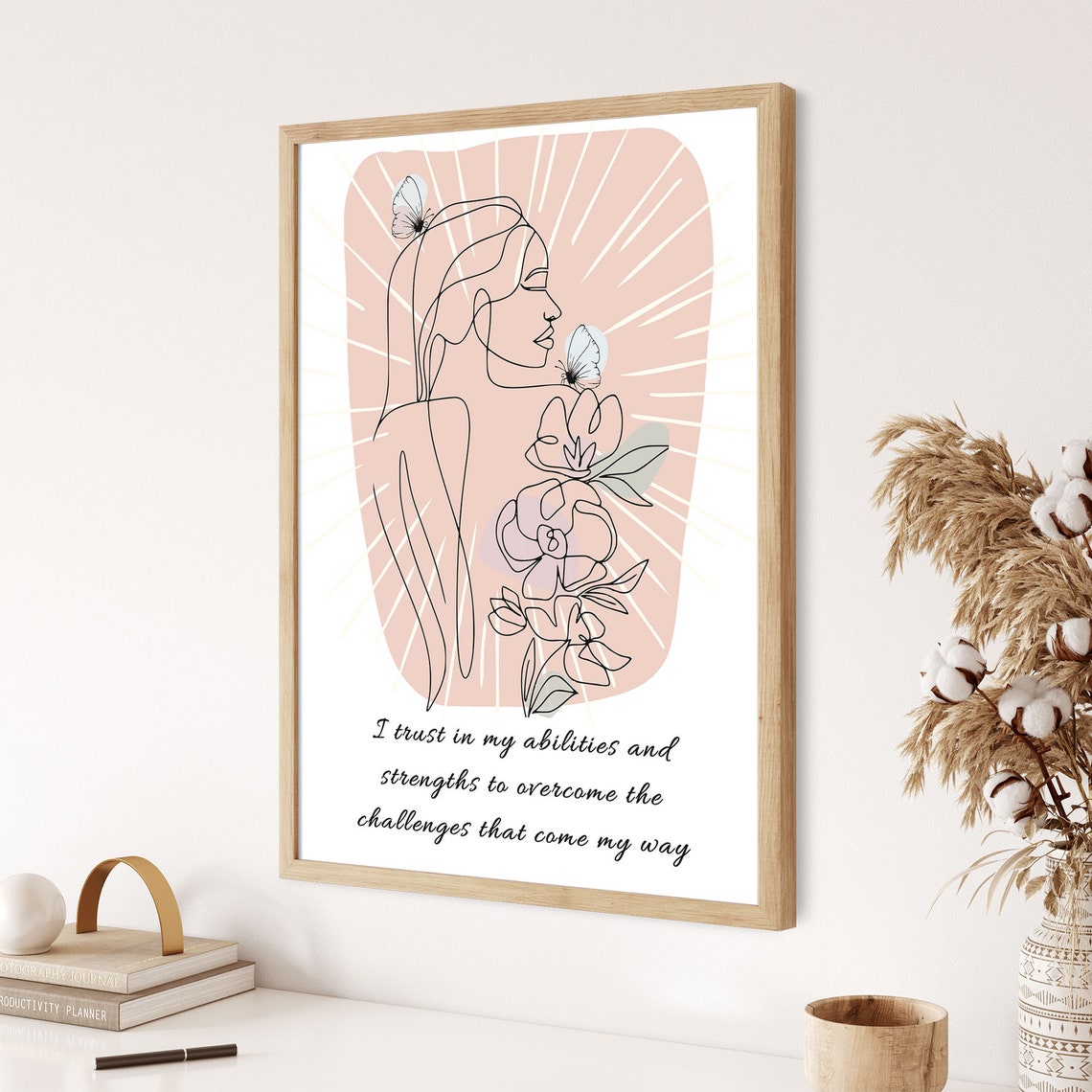 Trust Your Strengths Self Belief Boho Line Art Woman Wall Print - Image 4