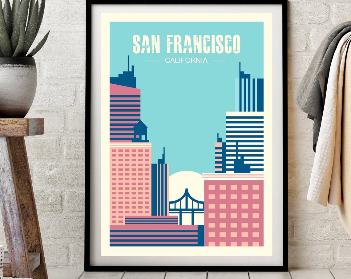 San Francisco Poster California Poster California Gift Travel Poster Travel Gift City Poster Golden Gate Bridge Poster Retro Travel