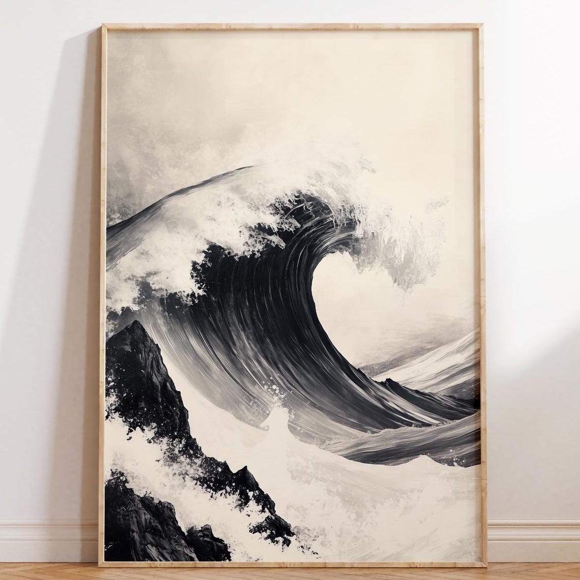 Tidal Harmony Japanese Wave Art Print, Zen
