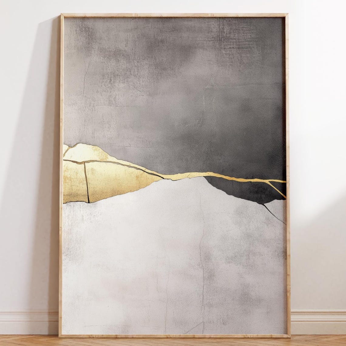 Cracked Harmony Japandi Zen Abstract Art Print