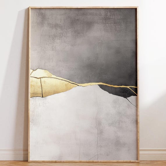 Cracked Harmony Japandi Zen Abstract Art Print