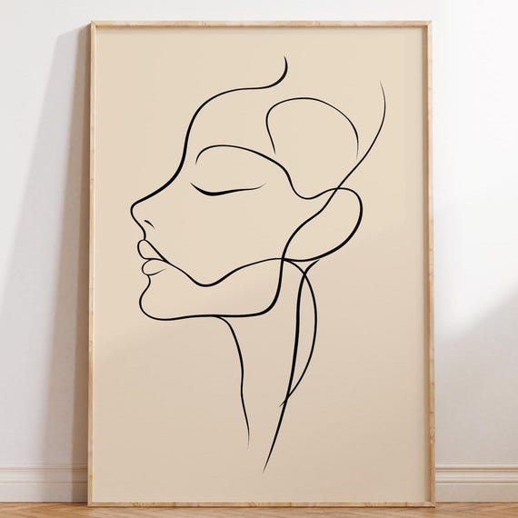 Minimalist Face Line Art, Abstract Woman Portrait