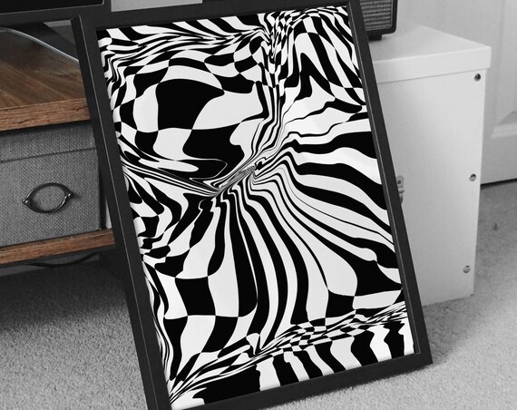 Geometric Art Bedroom Wall Decor Abstract Wall Art Apartment Decor Black And White Art Living Room Decor Black Wall Art Funky Home Decor