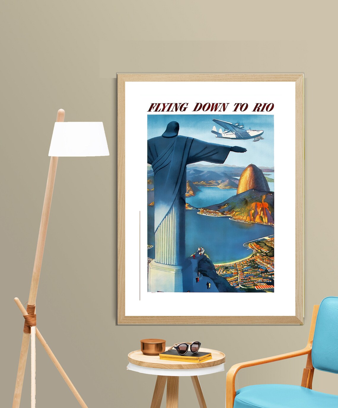 Flying Down to Rio Vintage Christ the Redeemer Travel Poster