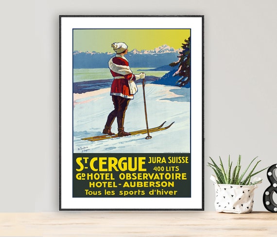 St Cergue Jura Suisse Vintage Travel Poster Poster Paper Or Print Gift Idea Wall Decor