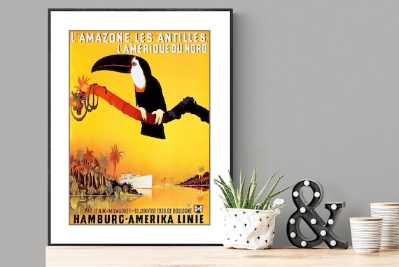 Lamazone Les Antilles Lamerique Du Nord Vintage Travel Poster