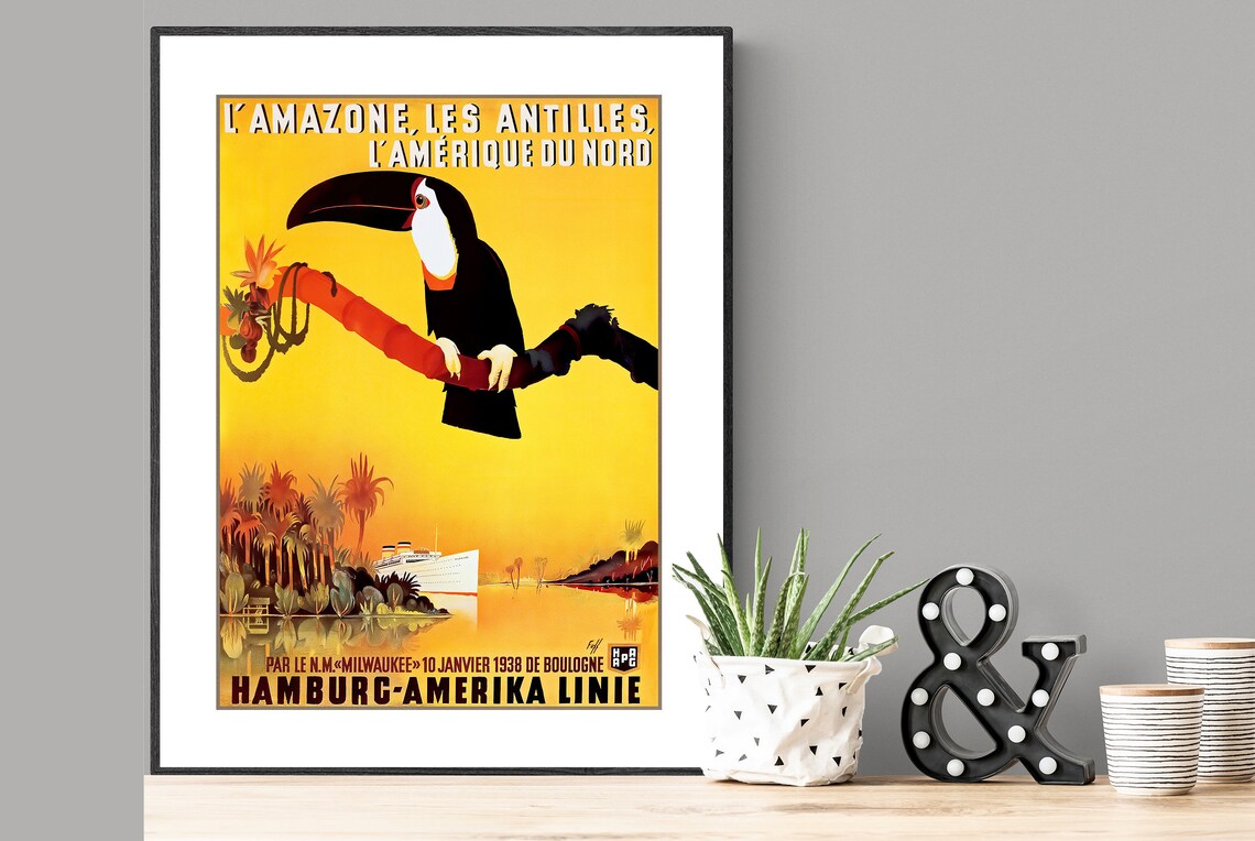 Lamazone Les Antilles Lamerique Du Nord Vintage Travel Poster