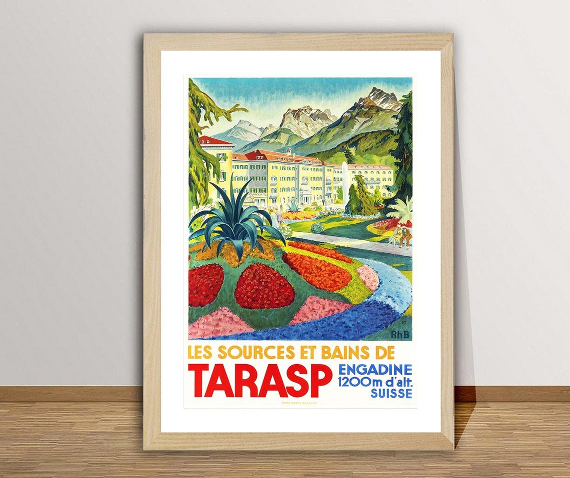 Les Sources Et Bains De Tarasp Engadine Swiss Spa Travel Poster - Image 3
