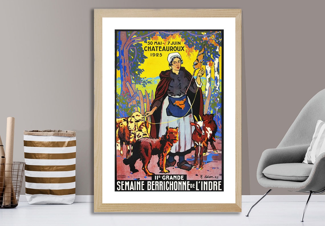 Chateauroux 1925 Semaine Berrichonne Shepherdess Vintage Poster - Image 2