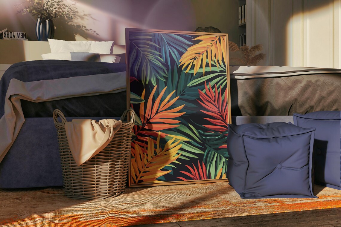 Vibrant Tropical Leaves Art Abstract Jungle Foliage Print Exotic Botanical Wall Decor