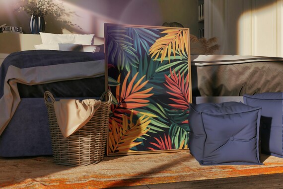 Vibrant Tropical Leaves Art Abstract Jungle Foliage Print Exotic Botanical Wall Decor