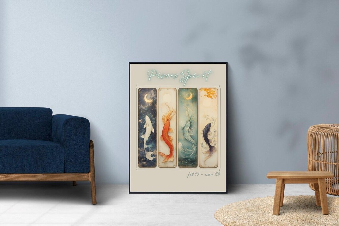Pisces Zodiac Art Print, Boho Astrology Decor - Image 2