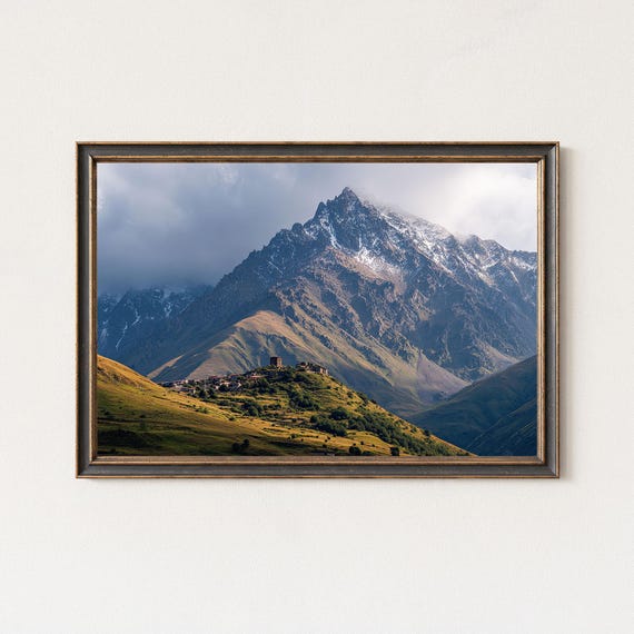 Caucasus Mountains Kazbegi Sunrise Landscape Wall Art Print