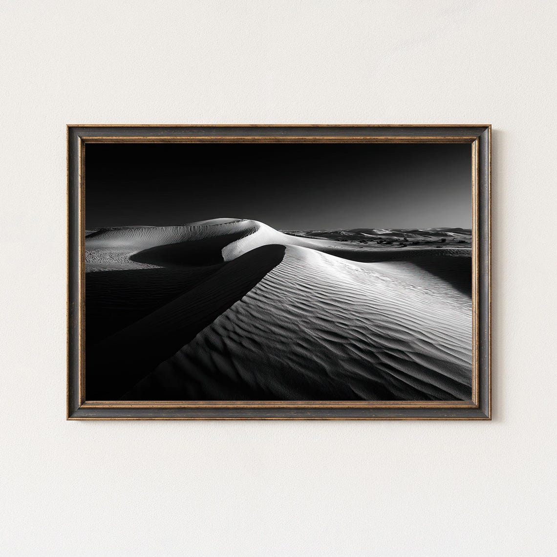 Desert Dunes Landscape Photography Black And White Print