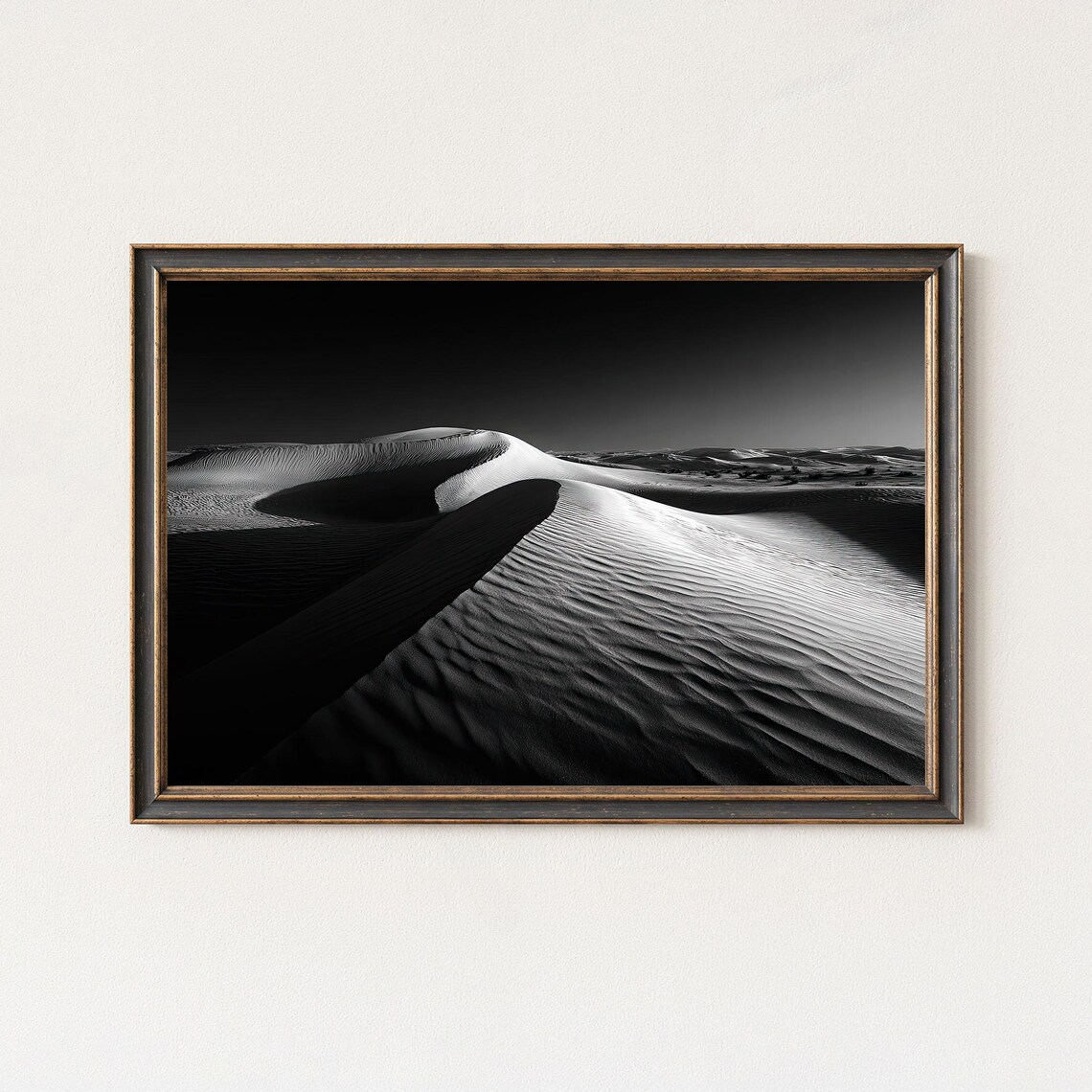 Rippled Desert Sand Dunes Black And White Photography Landscape Poster