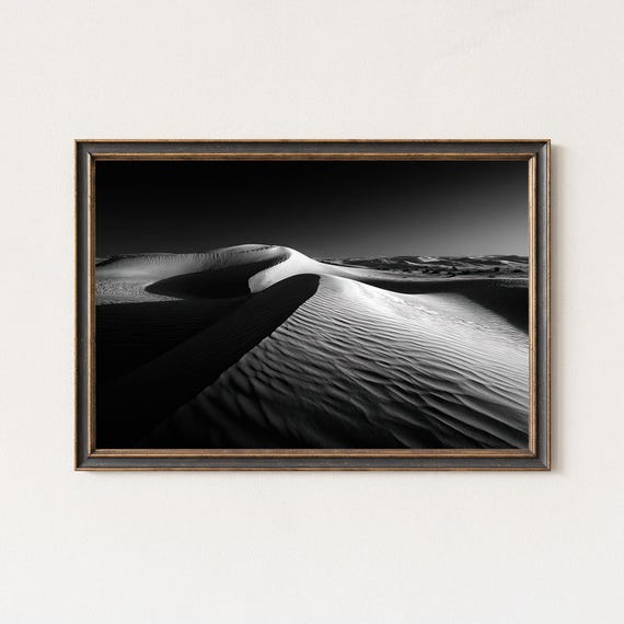 Desert Dunes Landscape Photography Black And White Print