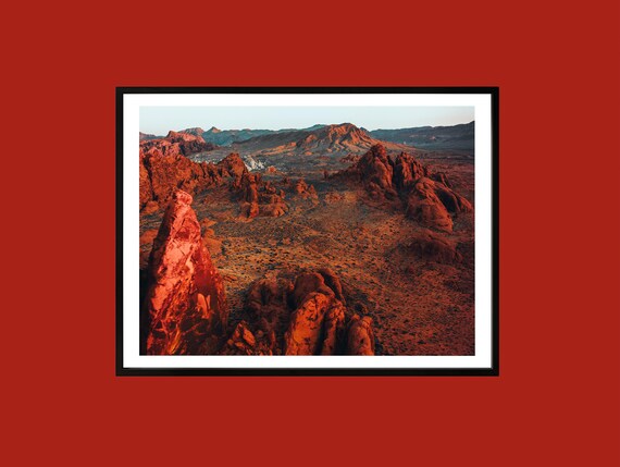Valley Of Fire Nevada Red Rock Desert Formations Aerial Photo Poster
