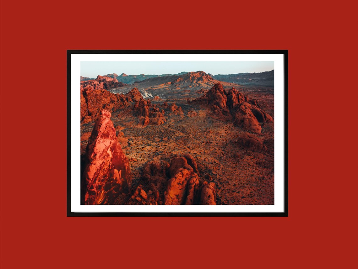 Valley Of Fire Nevada Red Rock Desert Formations Aerial Photo Poster