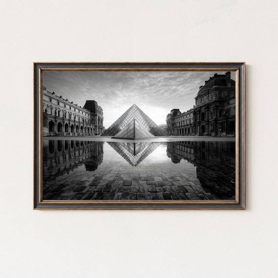 Louvre Pyramid Paris Black And White Photography Architecture Poster