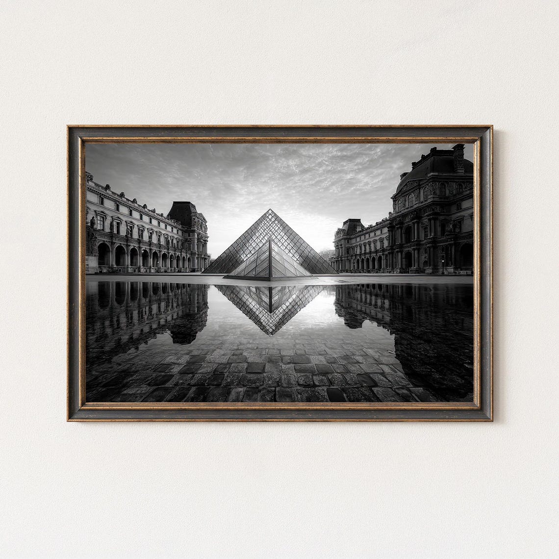 Louvre Pyramid Paris Black And White Photography Architecture Poster