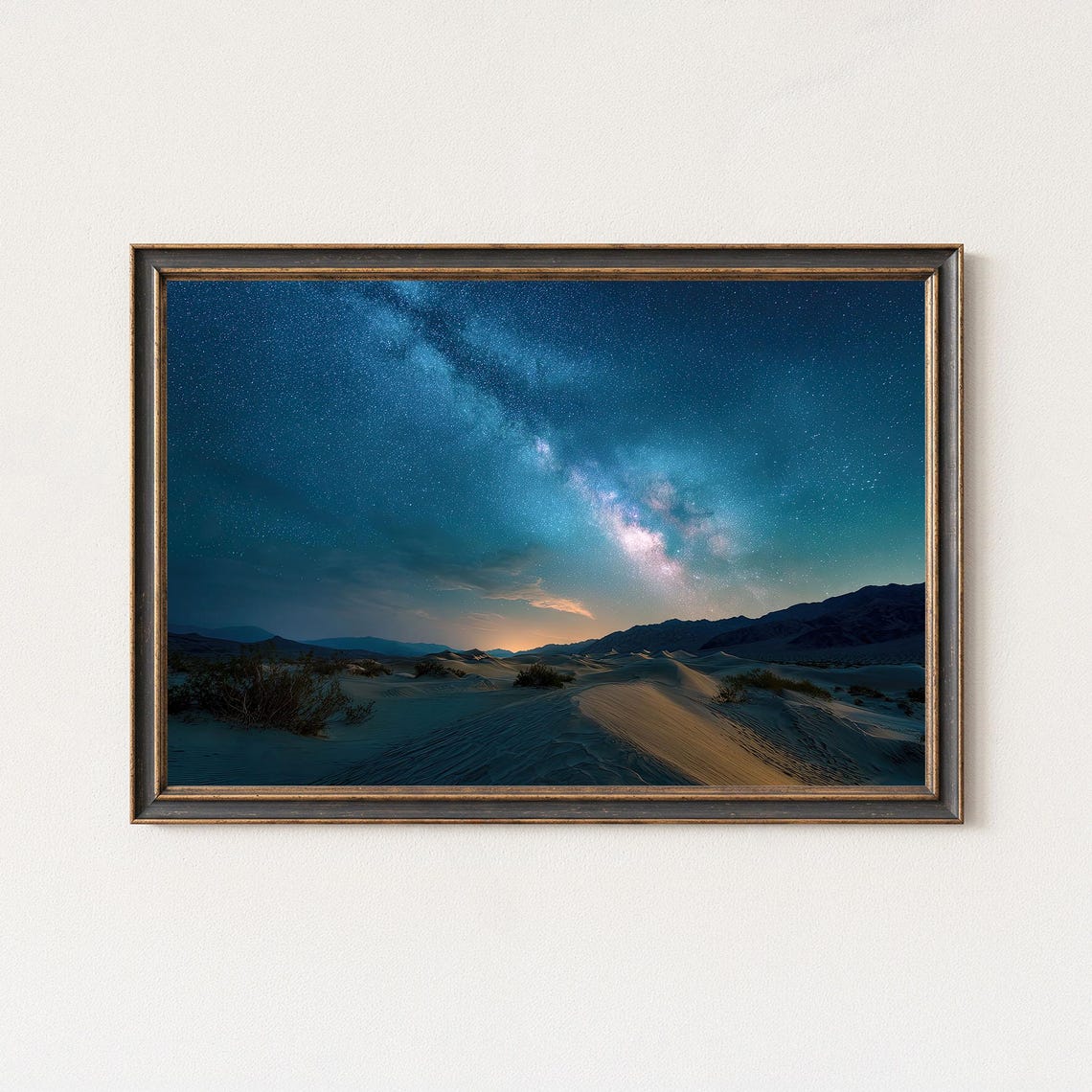 Desert Sand Dunes Milky Way Night Sky Starry Landscape Poster