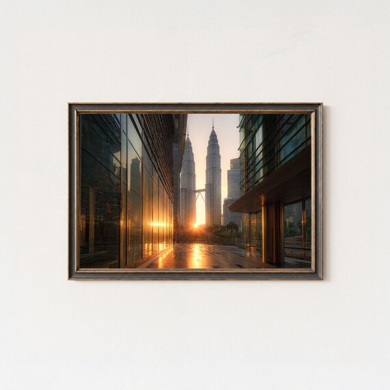 Petronas Towers Sunrise Print Kuala Lumpur Golden Cityscape Art