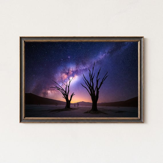 Milky Way Over Dead Tree Silhouettes Namibia Desert Night Sky Wall Art