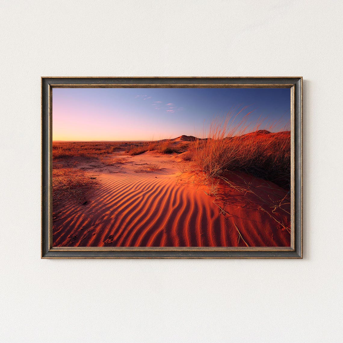 Red Sand Dunes Sunrise Rippled Desert Landscape Photography Poster