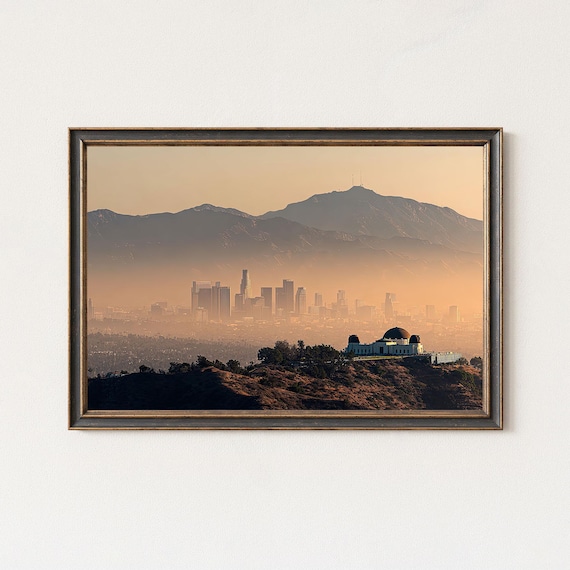 Los Angeles Griffith Observatory Wall Art Skyline Sunset Print Mountain View Decor