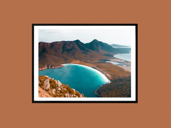 Wineglass Bay Tasmania Poster Aerial Turquoise Beach Freycinet Coast
