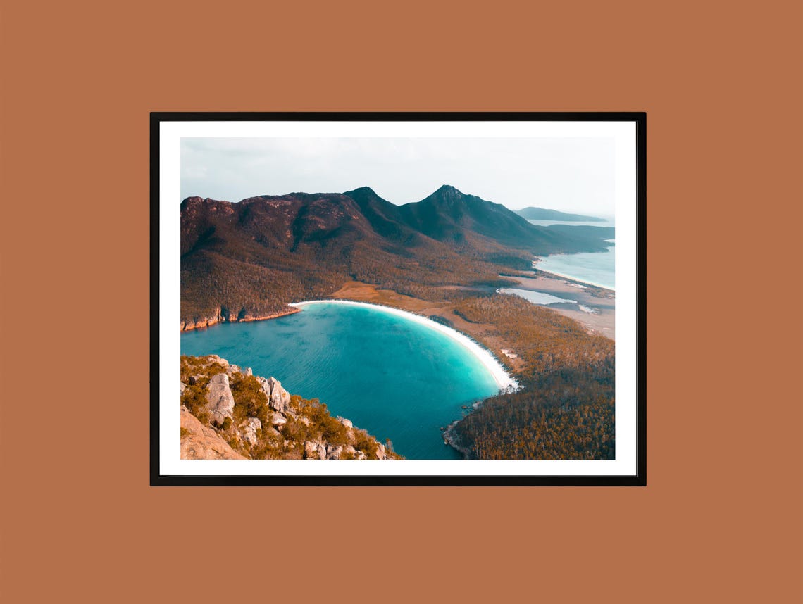 Wineglass Bay Tasmania Poster Aerial Turquoise Beach Freycinet Coast