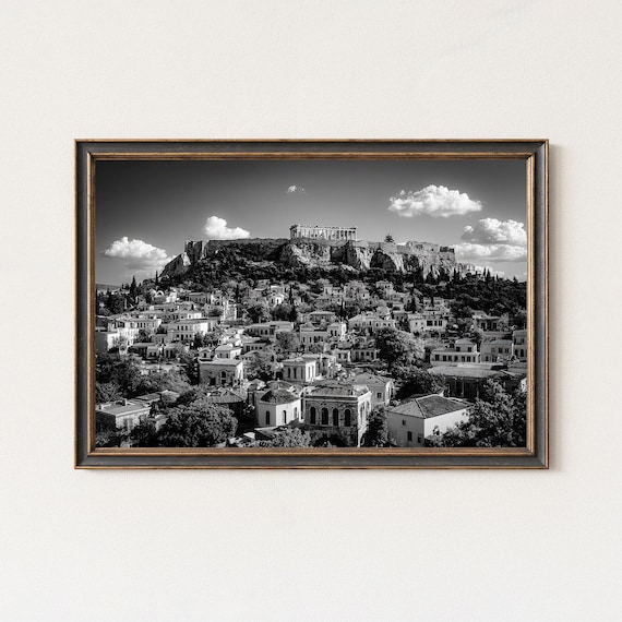 Athens Acropolis Photography Black And White Cityscape Print