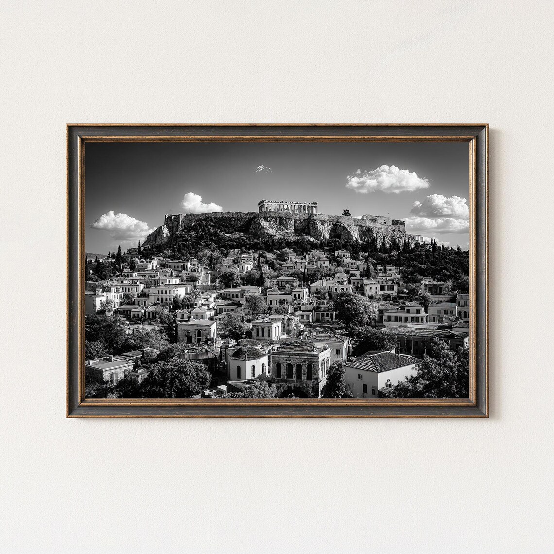 Athens Acropolis Photography Black And White Cityscape Print