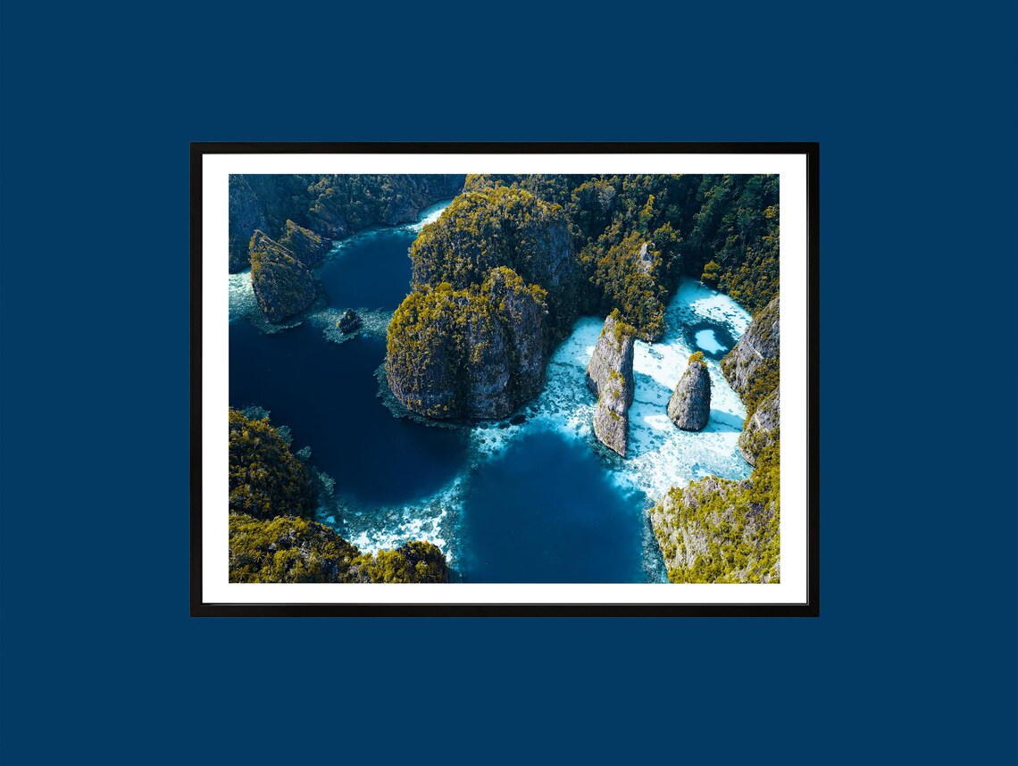 Raja Ampat Indonesia Aerial Karst Islands Turquoise Seascape Print