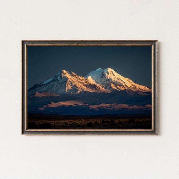 Bolivia Andes Mountain Print Golden Sunset Sajama Wall Art