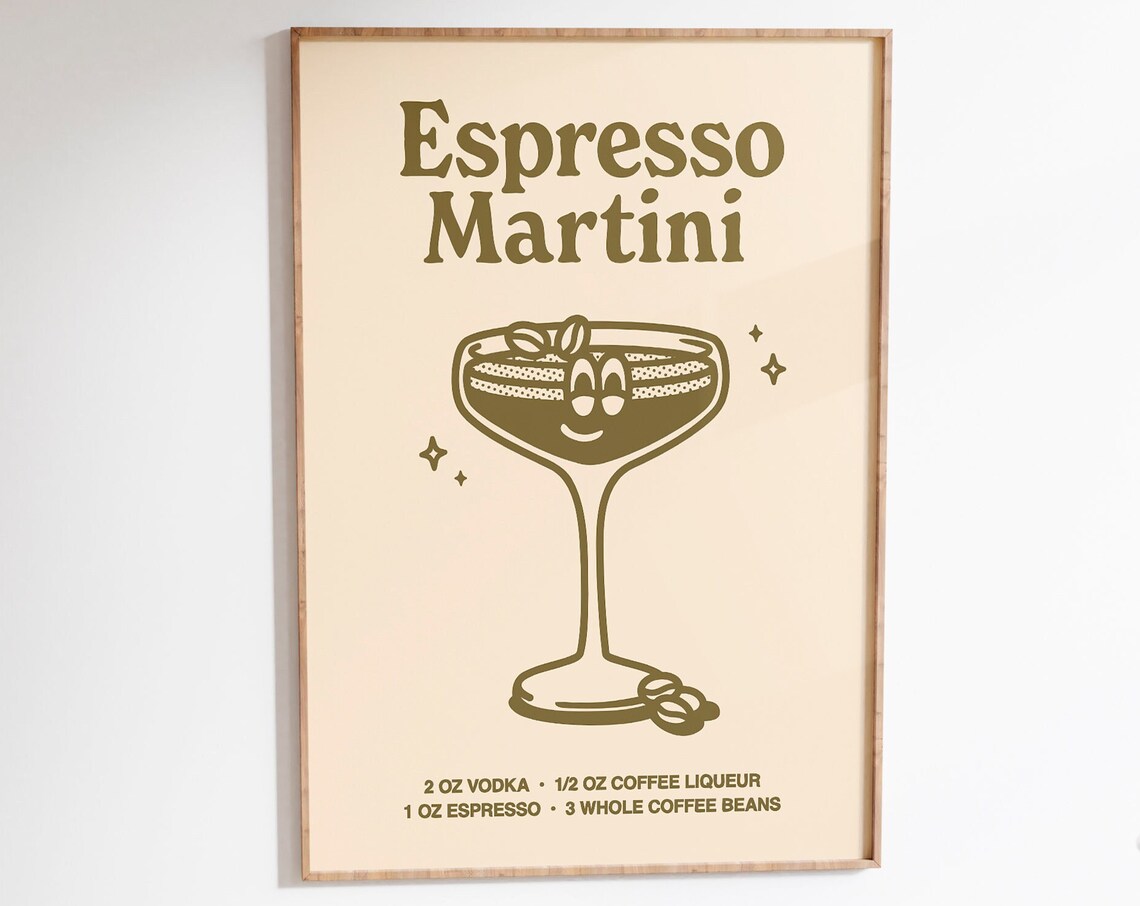 Espresso Martini Vintage Cocktail Art Print