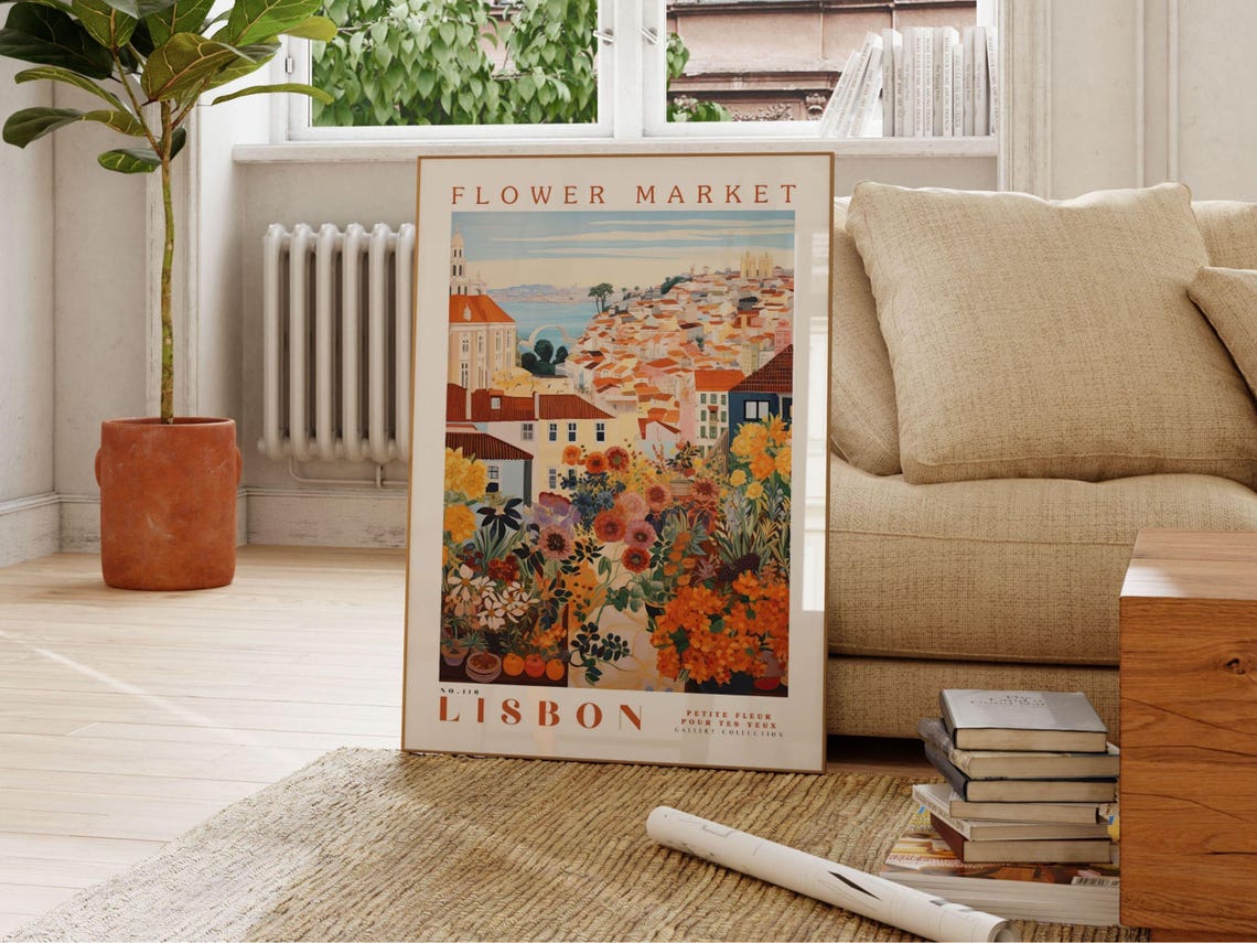 Lisbon Flower Market, Modern Botanical Art Print - Image 2