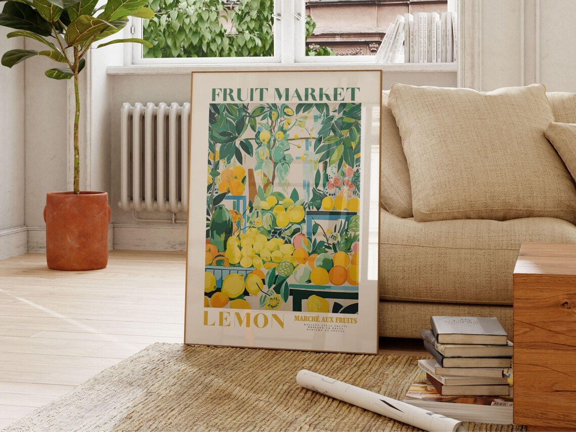 Lemon Fruit Market Vintage Poster, Fruit Art - Image 2