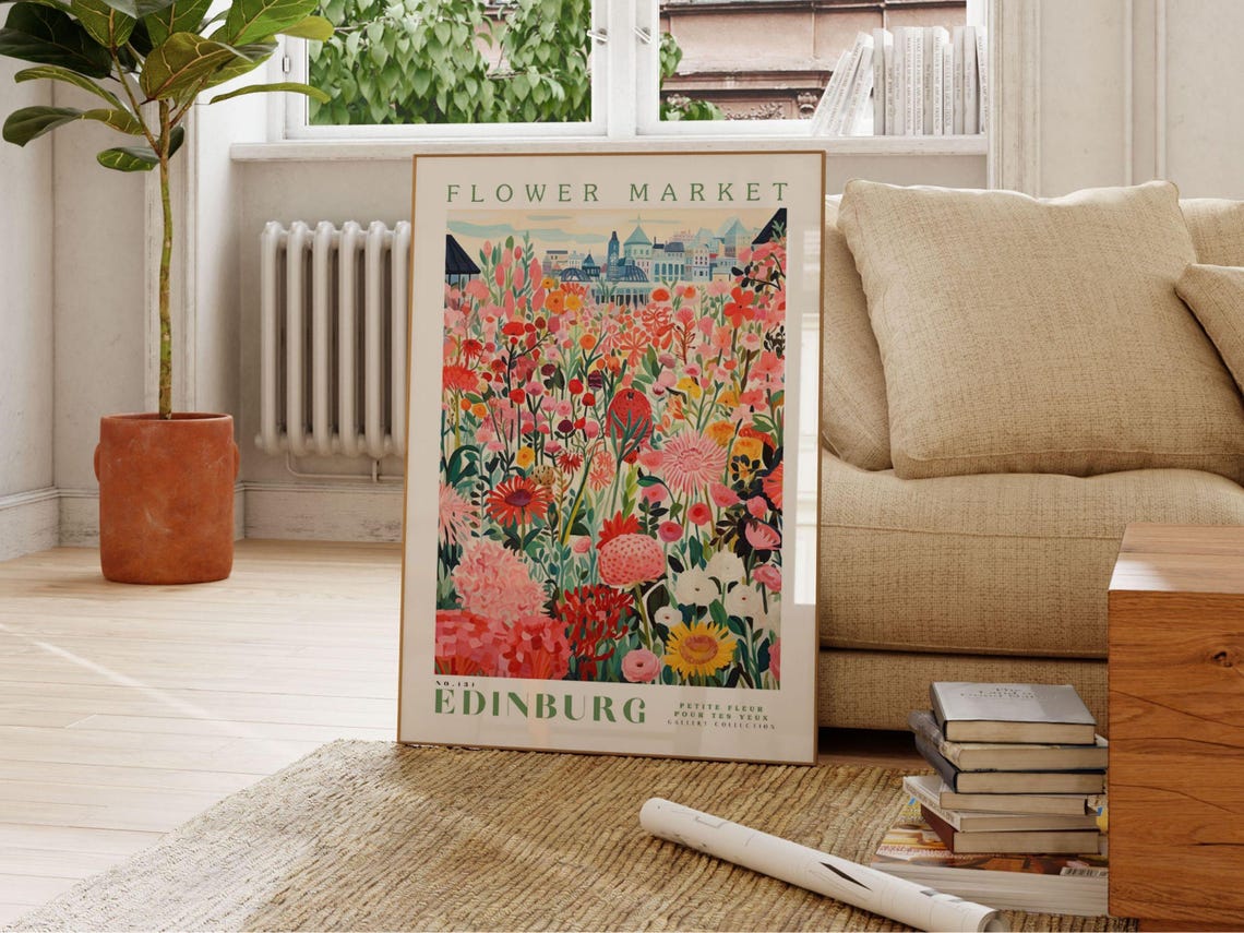 Edinburgh Flower Market, Scotland Travel Poster - Image 2