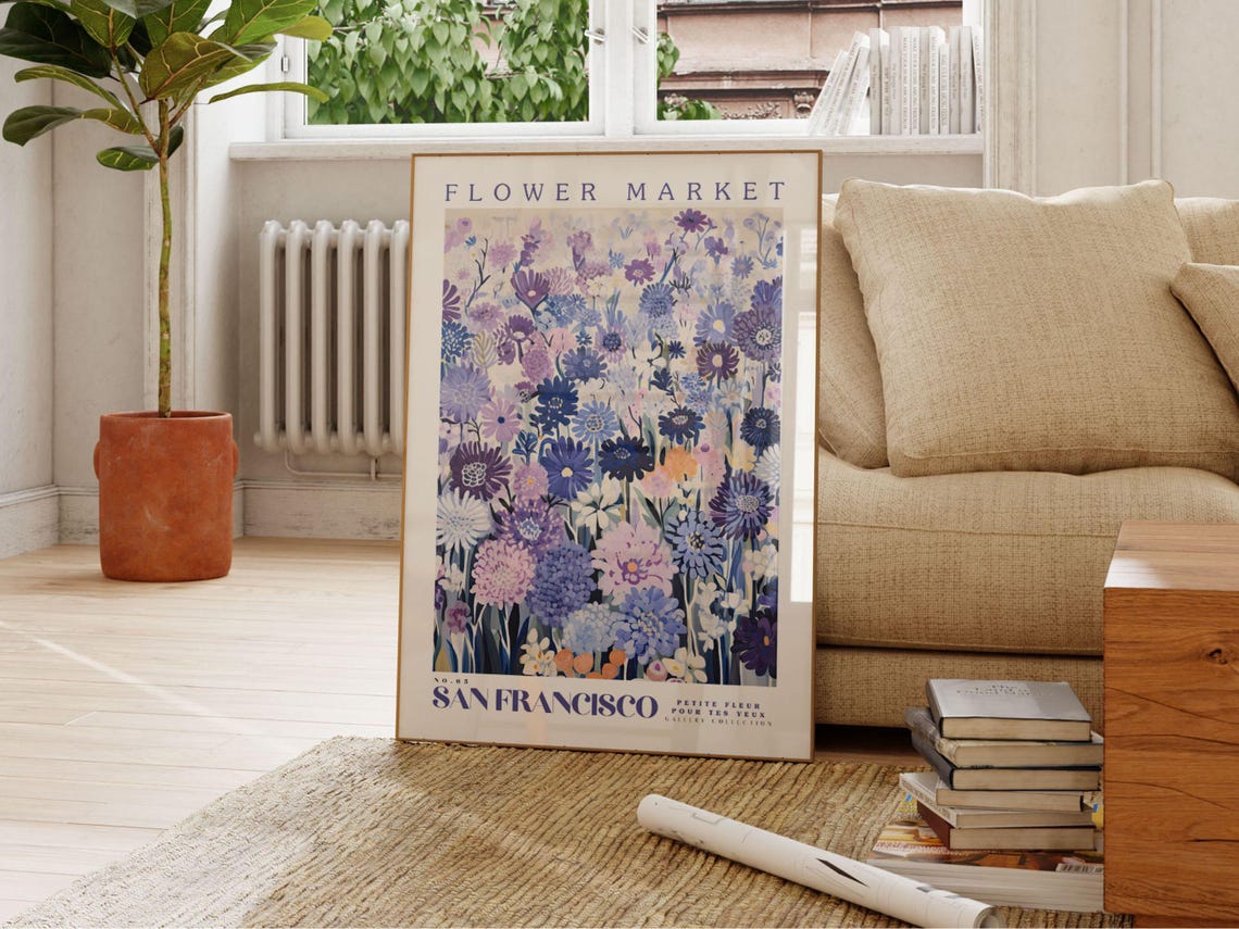 San Francisco Flower Market Travel Poster, Botanical Art - Image 2