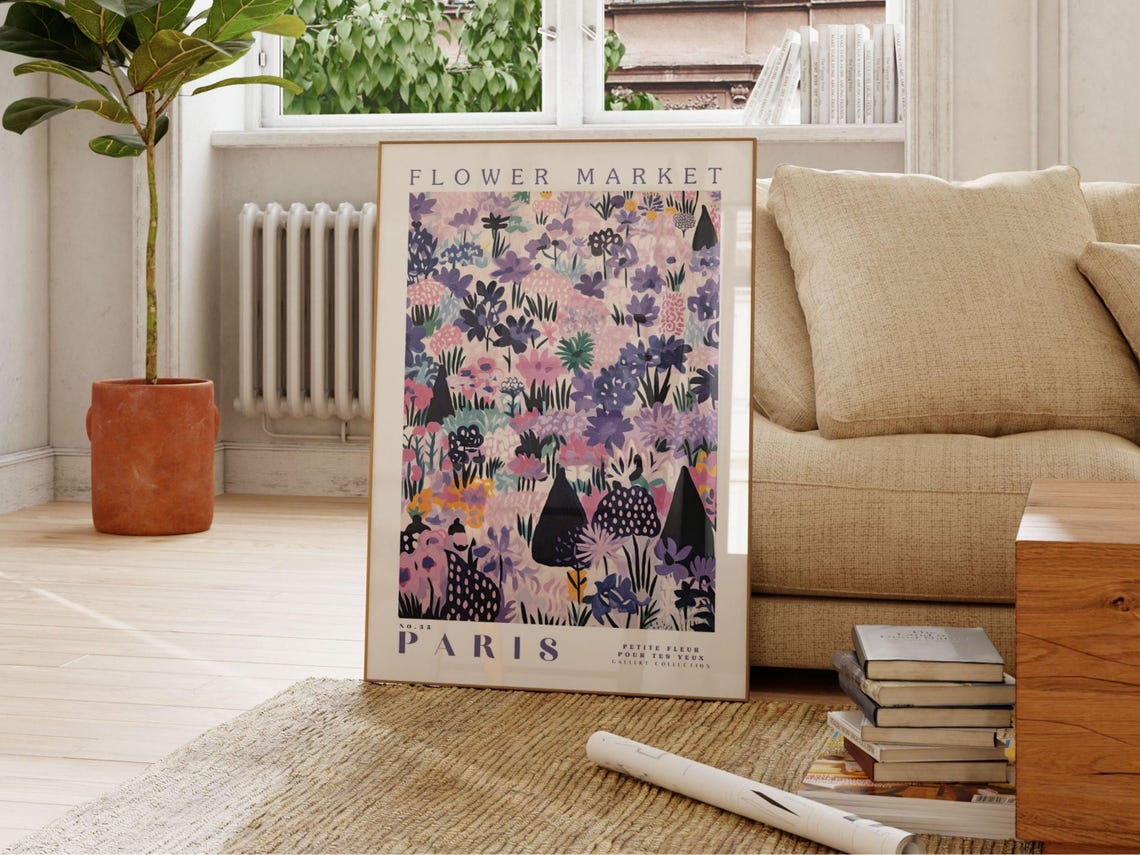Flower Market Paris, France Travel Botanical Art Print - Image 2