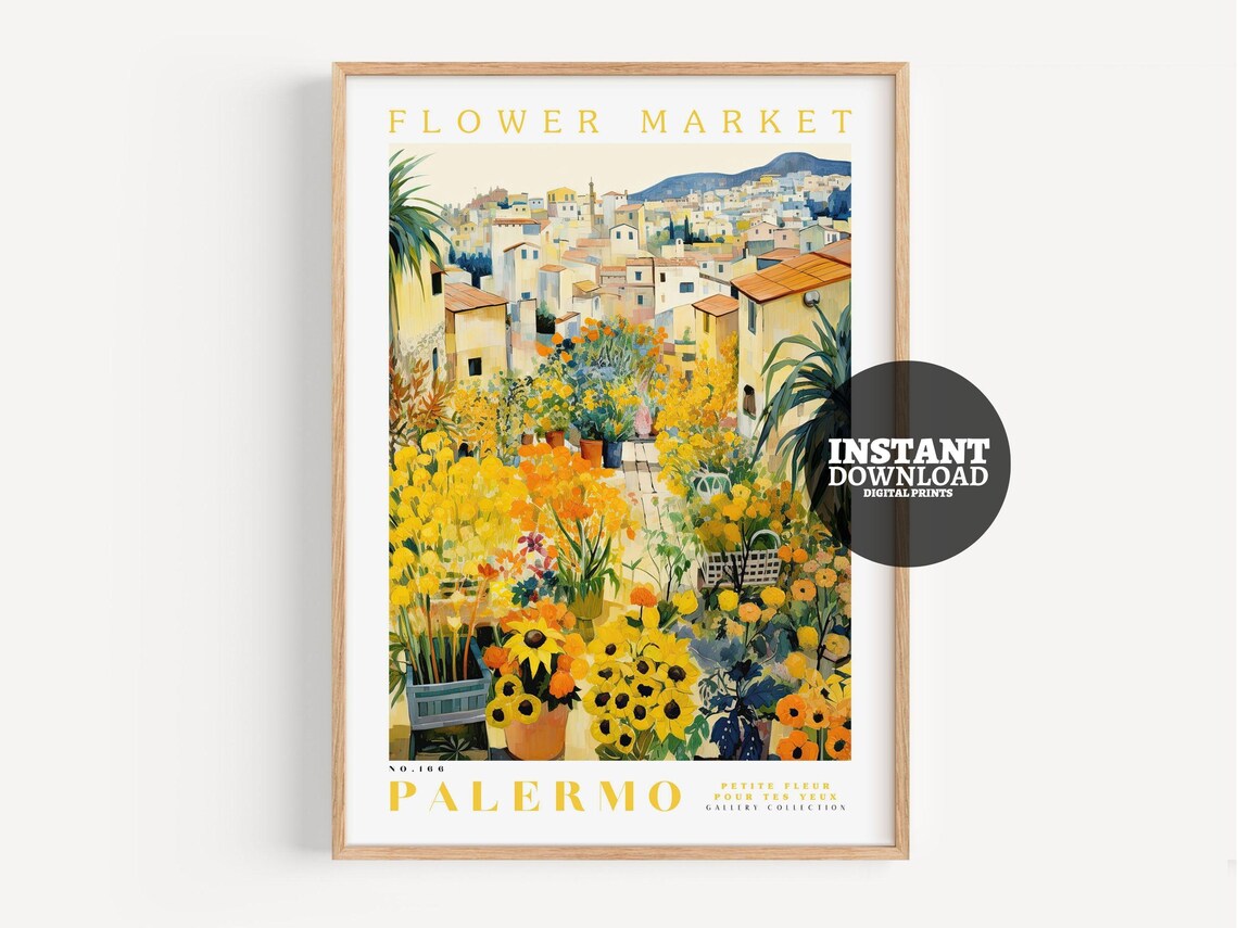 Flower Market Print, Botanical Floral Artwork