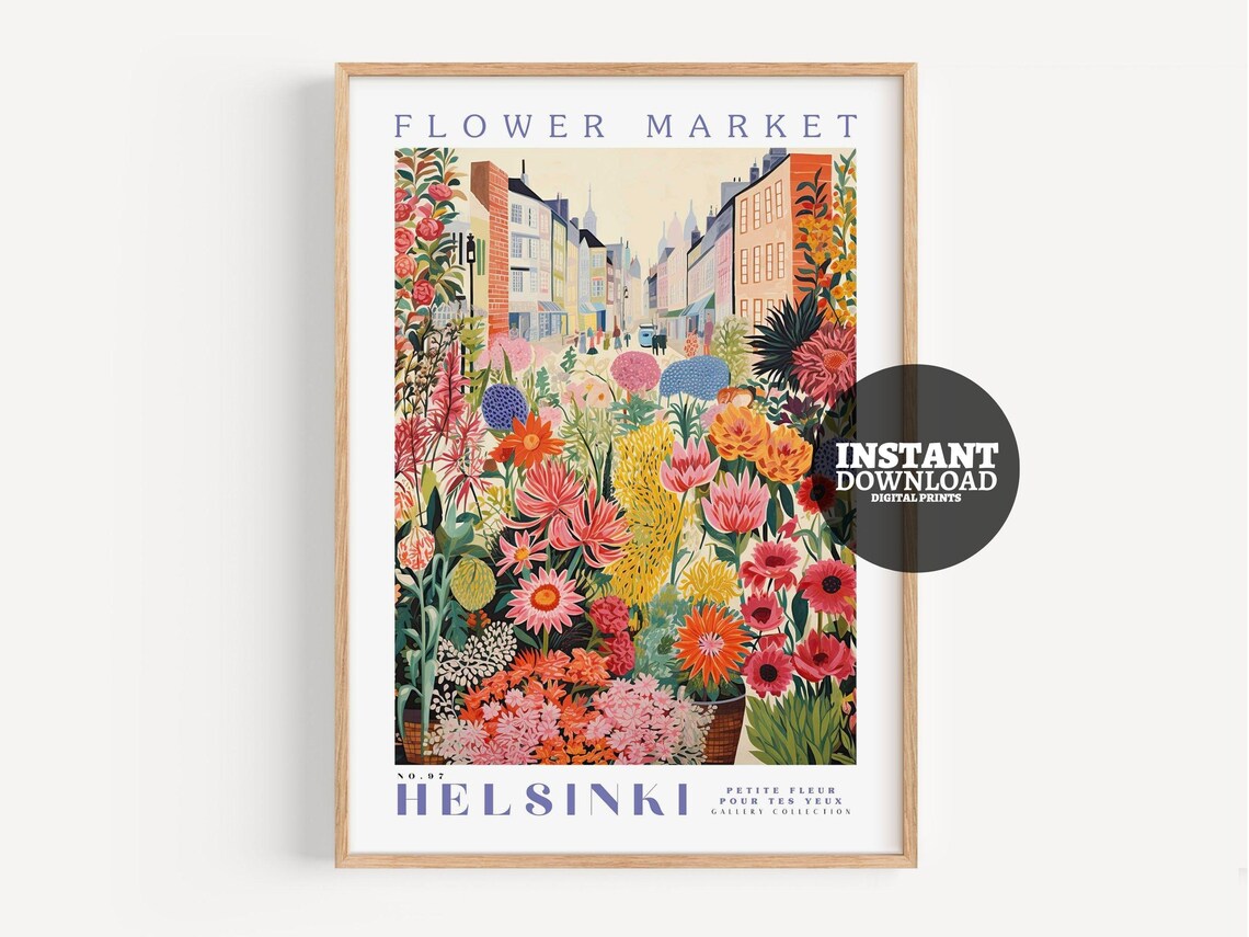 Flower Market Print, Helsinki Botanical Art Print
