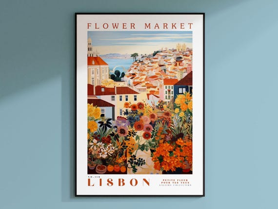 Lisbon Flower Market, Modern Botanical Art Print
