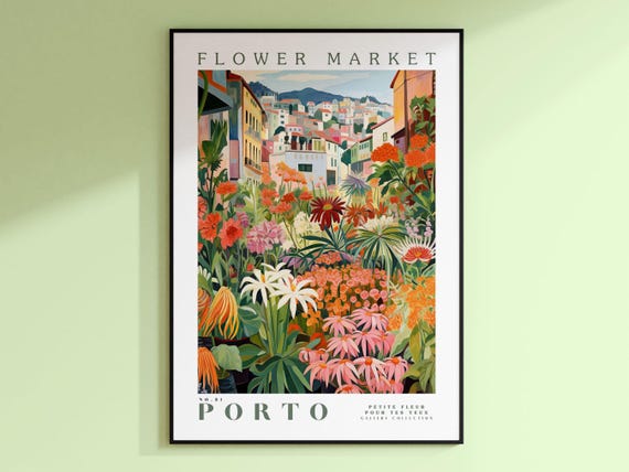 Flower Market Porto, Portugal Travel Poster