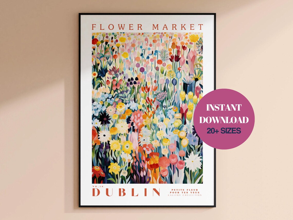Dublin Flower Market Botanical Travel Poster